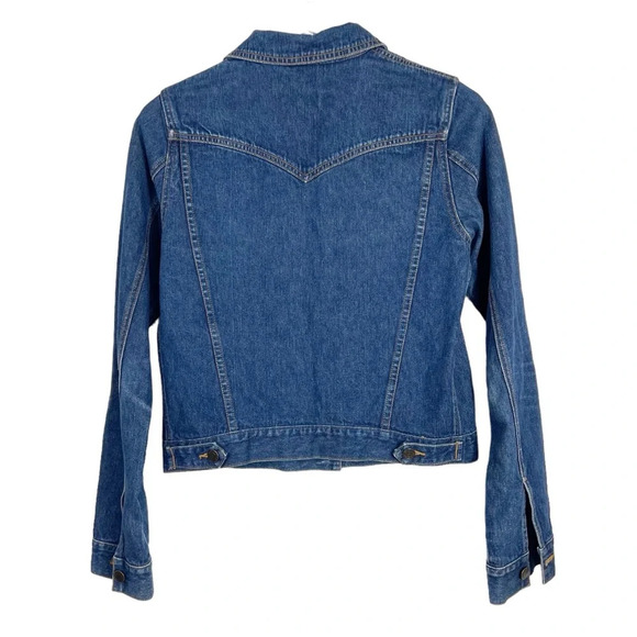 ABERCROMBIE & FITCH Cropped Blue Denim Trucker Jacket Size Small - Picture 5 of 7